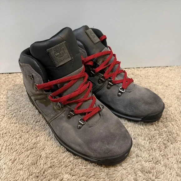 Timberland Men's Gray Boots with Red Laces - Picture 3 of 8